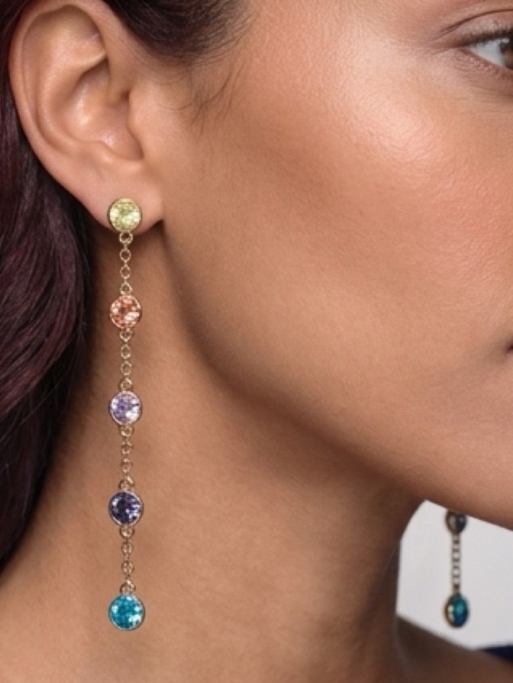INC  Gold Multi-Color Drop Earrings
